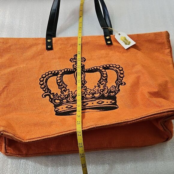 Mud Pie Orange Crown Tote Bag - Picture 6 of 8